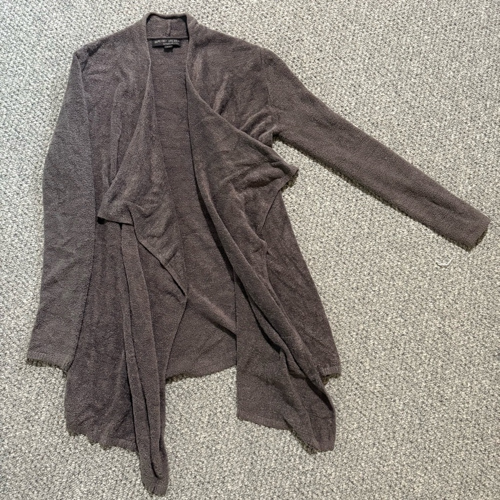 Barefoot Dreams CozyChic Lite Island Wrap S/M brown/gray EUC